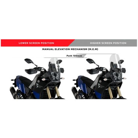 Support bulle MEM PUIG avec bulle Touring pour Yamaha Ténéré 700
