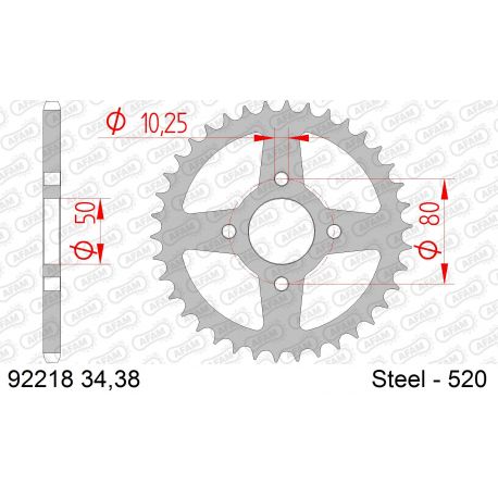 Kit chaine AFAM acier E-TON VECTOR ST 300 VXL pas 520 2006 à 2011