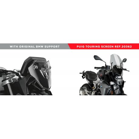Saute vent Naked new generation touring BMW F900R 2020 pour support origine comparatif monté
