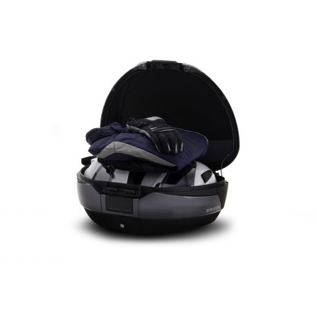 TOP CASE SHAD SH48 pour moto couleur Gris foncé ouvert TOP CASE SHAD SH48 pour moto couleur Gris foncé ouvert