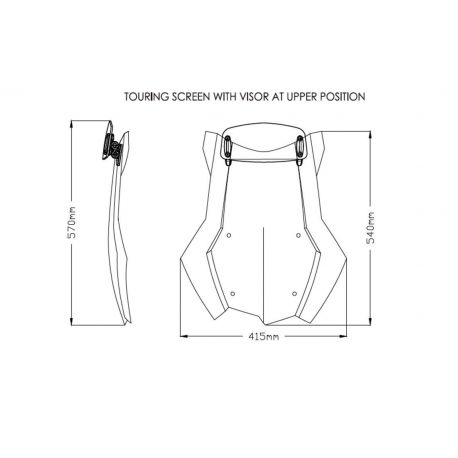 Bulle Touring avec visière PUIG pour BMW F850 GS Adventure dimensions