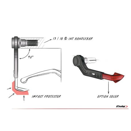 Protection de levier de frein Puig Universel dimensions Protection de levier de frein Puig Universel dimensions
