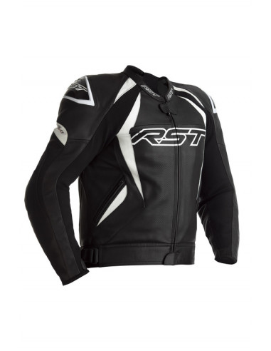 Blouson RST Tractech EVO 4 cuir - noir bandes blanches taille 4XL