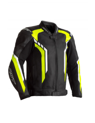 Blouson RST Axis CE cuir - noir/jaune fluo taille 2XL