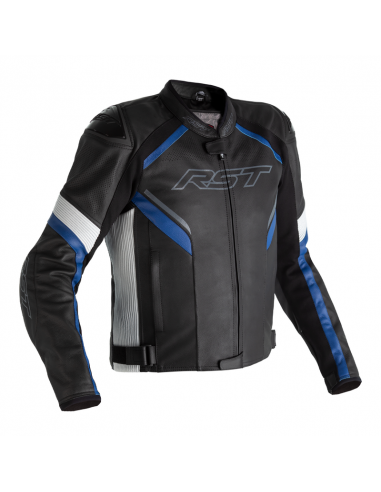 Veste RST Sabre Airbag cuir - noir/blanc/bleu taille 3XL