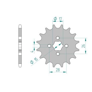 Kit chaine AFAM acier HONDA C 50 pas 420 1975 à 1980