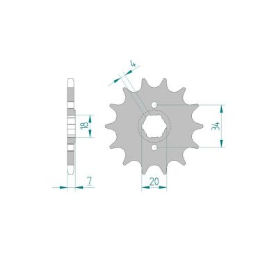 Kit chaine AFAM acier HONDA NSR 125 R F,G,H,J TC01 pas 520 1985 à 1988