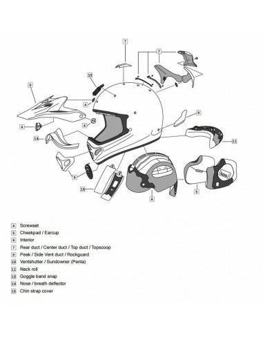 Ventilation supérieure centrale ARAI MX-V Bogle Orange casque off road