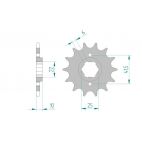 Kit chaine AFAM acier HONDA NX 650 J RD02 pas 520 1988 à 1988