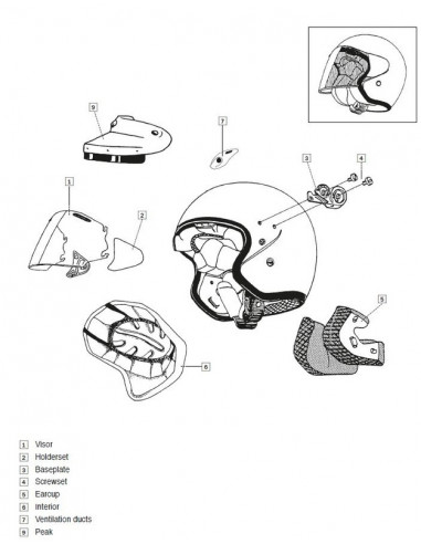 Coussin joue SZ-LIGHT ARAI casque jet clair 25mm