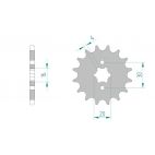 Kit chaine AFAM acier KAWASAKI KDX 125 A1,A2,A3 pas 428 1988 à 1990