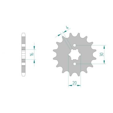 Kit chaine AFAM acier KAWASAKI KMX 125 B10,B11,B12 pas 428 1999 à 2001