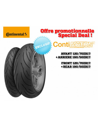 Train de pneus Sport-Touring CONTINENTAL ContiMotion (120/70 ZR 17 + 190/50 ZR 17)