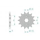 Kit chaine AFAM acier KYMCO MX 50 ER pas 520 2002 à 2004