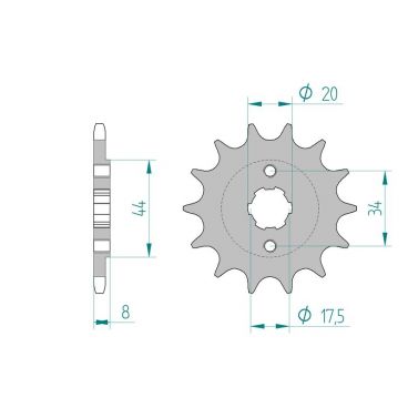 Kit chaine AFAM acier KYMCO MXU 50 REVERSE pas 520 2007 à 2013