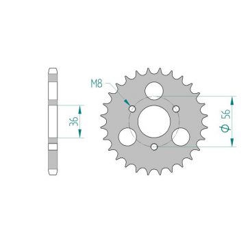 Kit chaine AFAM acier KYMCO MAXXER 90 pas 428 2005 à 2013