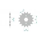 Kit chaine AFAM acier KYMCO 125 HIPSTER pas 428 1999 à 2006