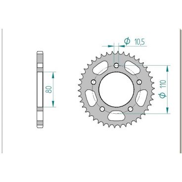 Kit chaine AFAM acier KYMCO 125 NAKED pas 428 2007 à 2012