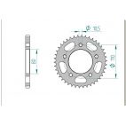 Kit chaine AFAM acier KYMCO 125 NAKED pas 428 2007 à 2012