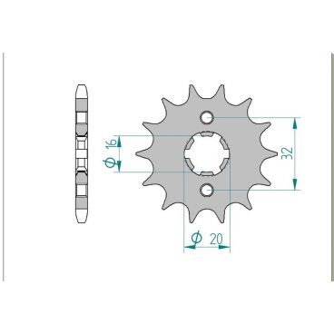 Kit chaine AFAM acier MH MH7 125 NAKED LC pas 428 2009 à 2010