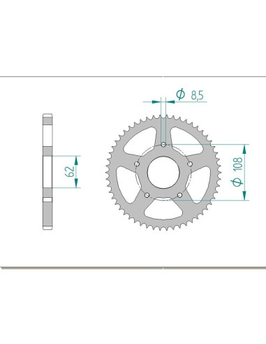 Kit chaine AFAM acier MH RX 125 R pas 428 2009 à 2010