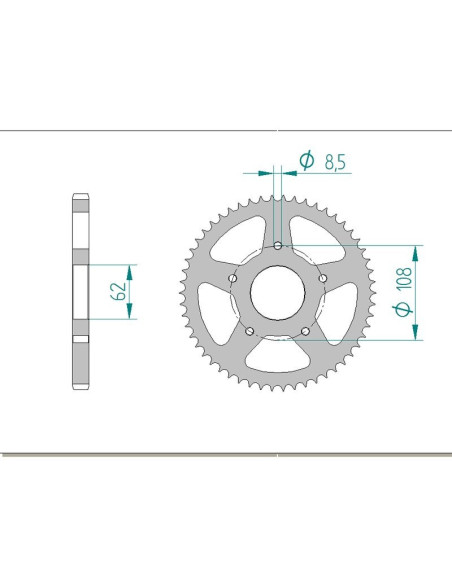 Kit chaine AFAM acier MH RX 125 R pas 428 2009 à 2010