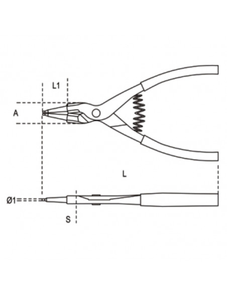Pince pour circlips extérieurs à becs droits BETA taille 175