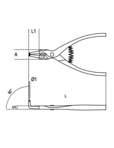 Pince pour circlips extérieurs à becs coudés à 90° BETA taille 175