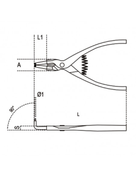 Pince pour circlips extérieurs à becs coudés à 90° BETA taille 175