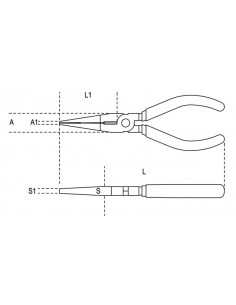 Pince à becs plats longs striés BETA taille 200 branches gainées confort bi-matières 2