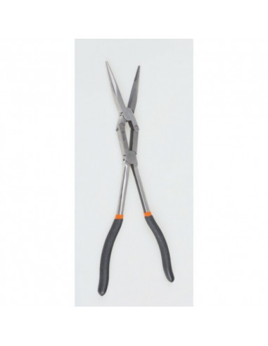 Jeu de 2 pinces extra-longues à becs demi-ronds striées avec double articulation