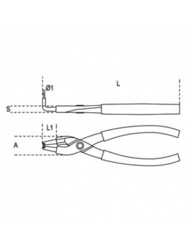 Pince pour circlips intérieurs à becs coudés à 90° BETA taille 170