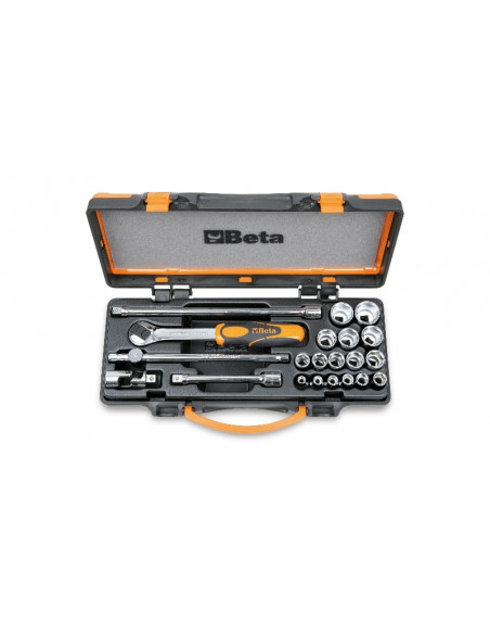 Coffret avec plateau thermoformé rigide BETA 1 cliquet avec 16 douilles 6 pans 3/8'' + 5 accessoires