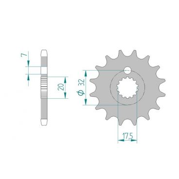 Kit chaine AFAM acier MZ RT 125 ROUES A RAYONS pas 428 2003 à 2004