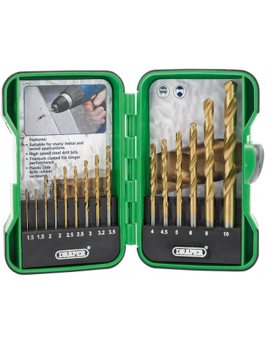 Boîte de 15 forets DRAPER HSS titane 1 à 10mm