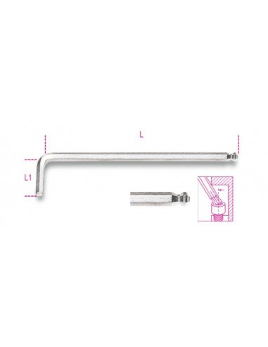 Jeu de 9 clés mâles 6 pans coudées à tête sphérique BETA modèle extra long