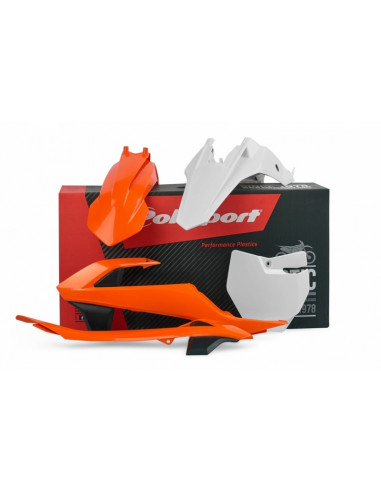 Kit plastique POLISPORT avec cache boîte à air/plaques latérales couleur origine (2016) KTM SX65