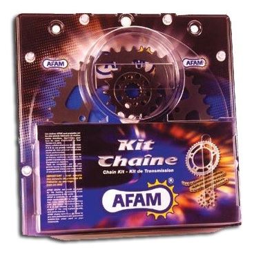 Kit chaine AFAM acier RIEJU NKD 50 NAKED pas 420 2004 à 2008