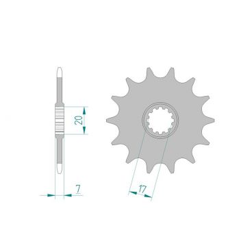 Kit chaine AFAM acier RIEJU RR 50 SPIKE pas 415 1997 à 1998