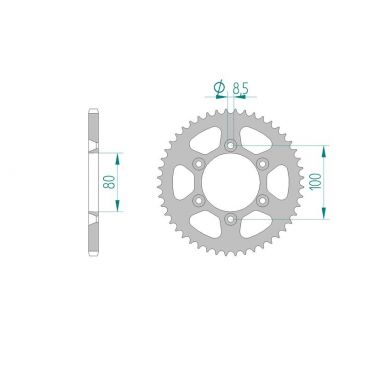 Kit chaine AFAM acier RIEJU RR 50 SPIKE SM / RJ COUR TROUS FRAISES pas 420 1999 à 2002