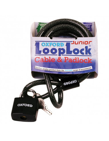 Cable antivol OXFORD Looplock - 2m x 15mm fumé
