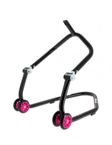 Béquille avant sous té BIHR Home Track noir mat roues rose