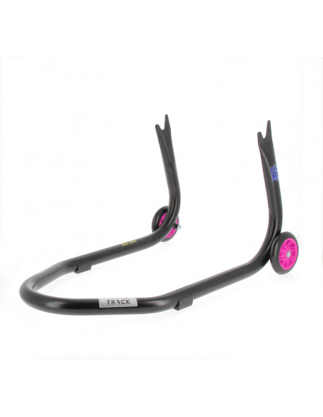 Béquille arrière BIHR Home Track fixe supports en "V" noir mat roues rose