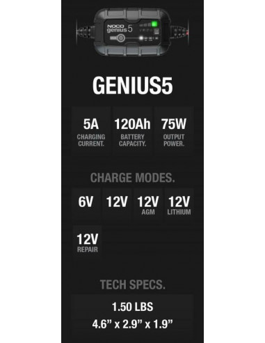 Chargeur de batterie intelligent NOCO Genius5 6/12V 5A Chargeur de batterie intelligent NOCO Genius5 6/12V 5A
