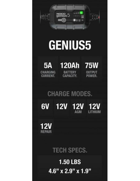Chargeur de batterie intelligent NOCO Genius5 6/12V 5A Chargeur de batterie intelligent NOCO Genius5 6/12V 5A