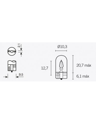 Ampoule TECNIUM T10 12V 3W - x10