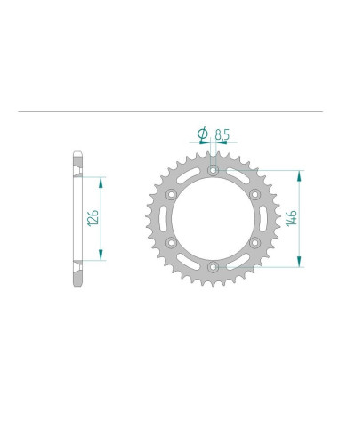 Kit chaine AFAM acier SUZUKI RM 125 R,S,T pas 520 1994 à 1996