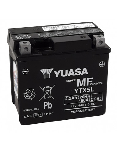 Batterie YUASA W/C sans entretien activée usine - YTX5L FA