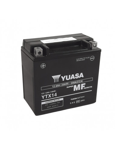 Batterie YUASA W/C sans entretien activée usine - YTX14 FA